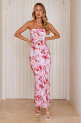 Blooming Brilliance Strapless Maxi Dress Pink